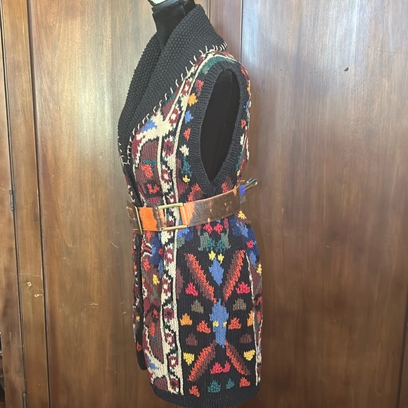 Vintage Ranch Style Tribal Knitted Vest M - Picture 5 of 10